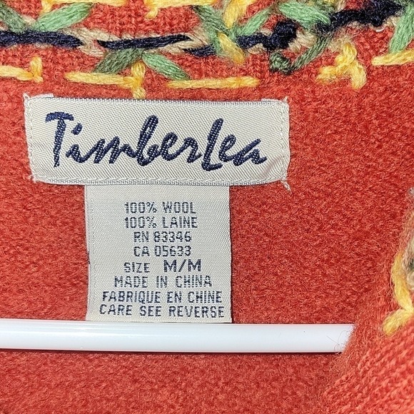 TIMBERLEA Women's‎ Wool Knit Embroidered Stitched Beaded Sweater Pullover Red - Picture 5 of 6